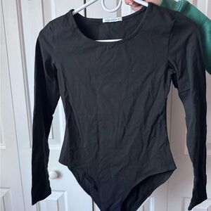 Mango Classic Black Long Sleeve Bodysuit